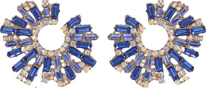 Royal Radiance Blue Crystal Burst Earrings