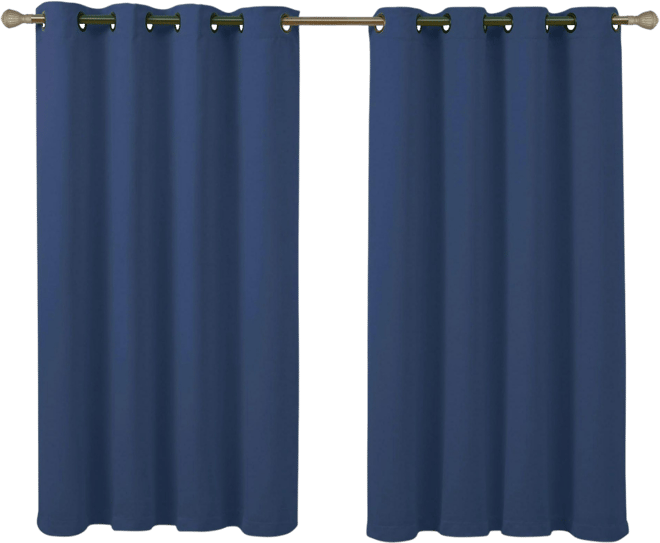 Set of 2 Thermal Room Darkening Grommet Top Curtains For Small Windows