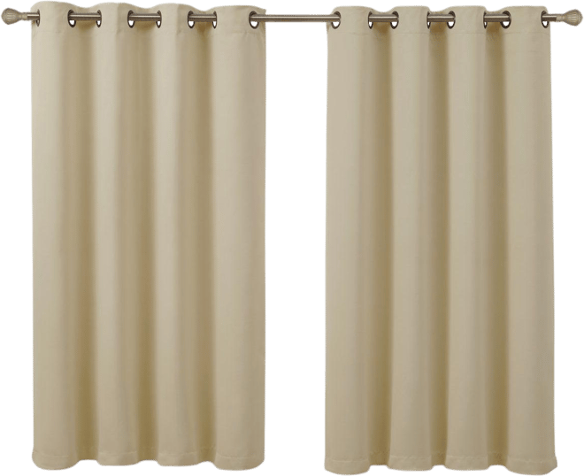 Set of 2 Thermal Room Darkening Grommet Top Curtains For Small Windows