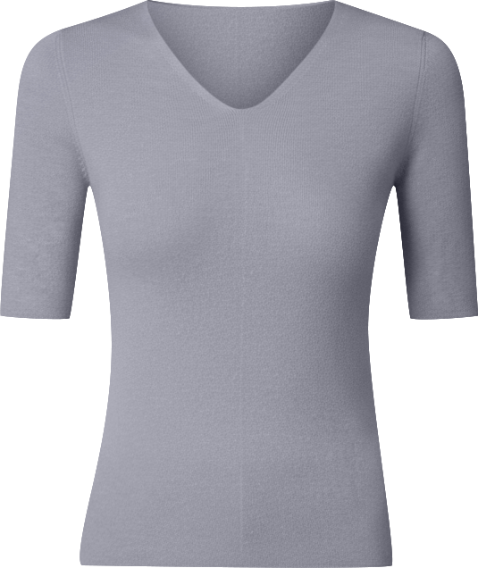 Women's Merino Wool Lurex Sweater | Shimmer Fine gauge V-Neck Short Sleeve Top | Machine Washable Pullover