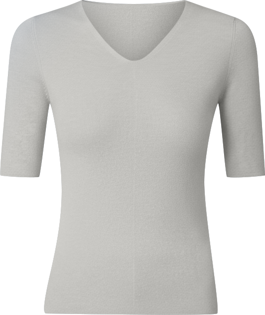 Women's Merino Wool Lurex Sweater | Shimmer Fine gauge V-Neck Short Sleeve Top | Machine Washable Pullover
