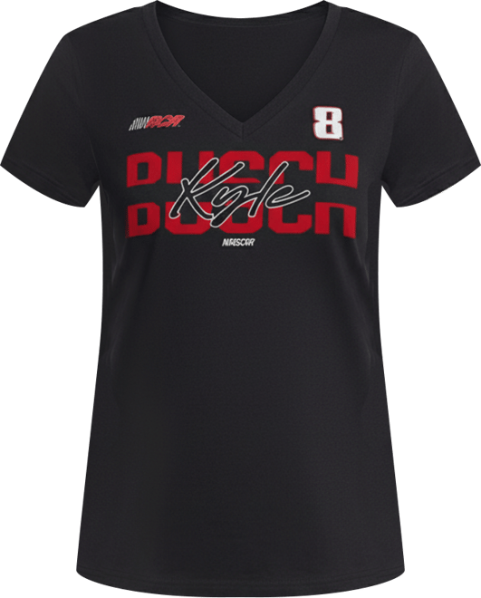 Women's Black Kyle Busch Batter Up V-Neck T-Shirt