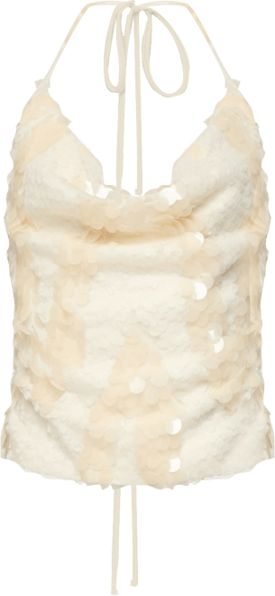 Womens Reid Backless Sequin Cowl Neck Top