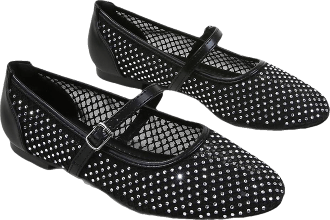 Freda Rhinestone Studded Mesh Mary Janes