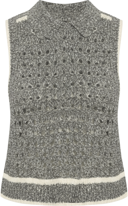 Women's Sleeveless Cropped Open Stitch Top