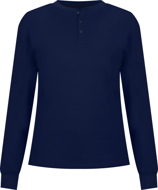 Women's Loose Fitting Waffle-Knit Henley Thermal Shirt