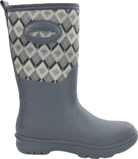 Womens Argyle Faux Fur Neoprene Mid Cold Weather Boot