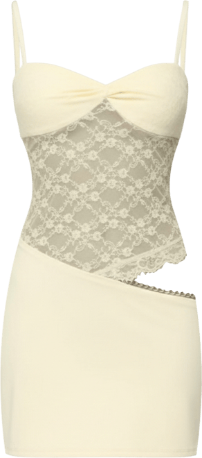 Women's Sheer Lacey Asymmetric Mini Dress