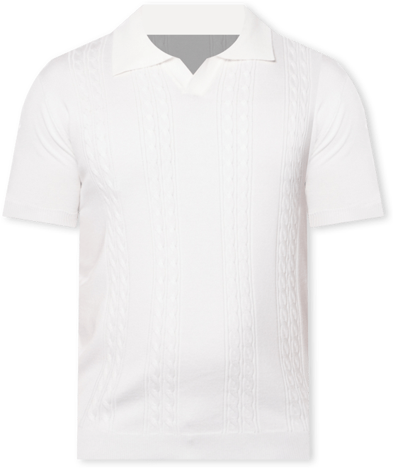 SPRING + MERCER Men's Cable Knit Johnny Collar Short Sleeve