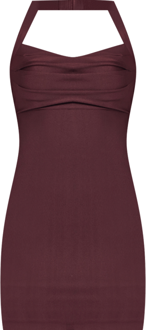 Juniors' Shiny-Knit Halter Bodycon Dress
