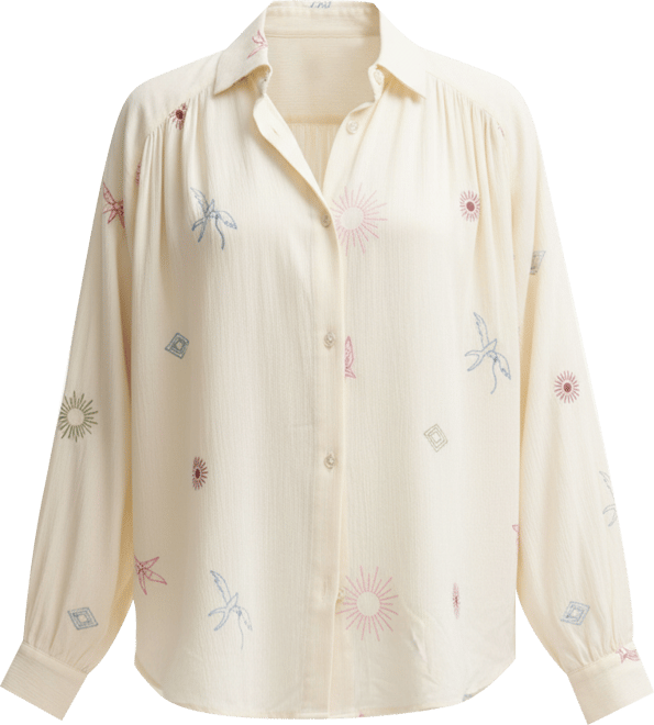 Women's Swallow Crinkle Embroidered Shirt