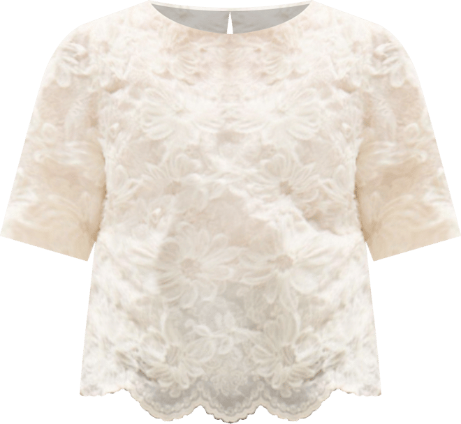 Women's Lotus Ribbon Work Scallop Hem Top