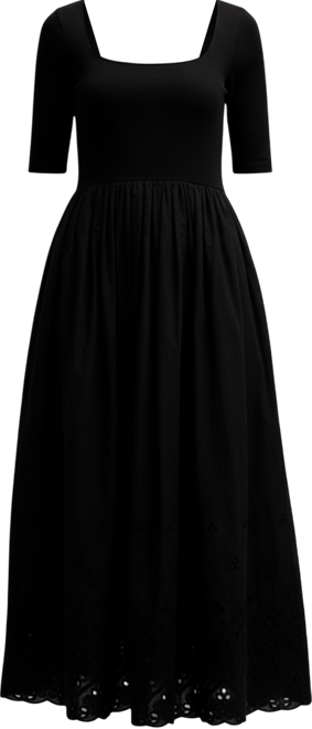 Women's Sydney Short Sleeve Jersey Bodice Embroidered Midi Dress