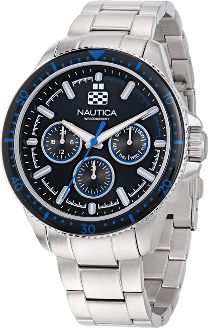 Men's Analog Silver-Tone Stainless Steel Watch, 46mm