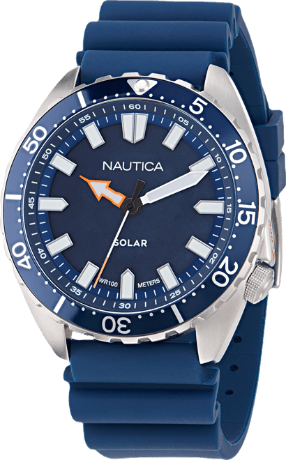 Men's Analog Blue Silicone Watch, 44mm