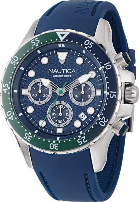 Men's Chronograph Blue Silicone Watch, 44mm