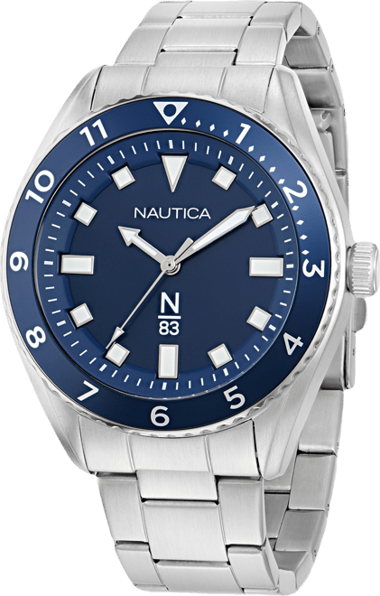 Men's Analog Silver-Tone Stainless Steel Watch, 44mm