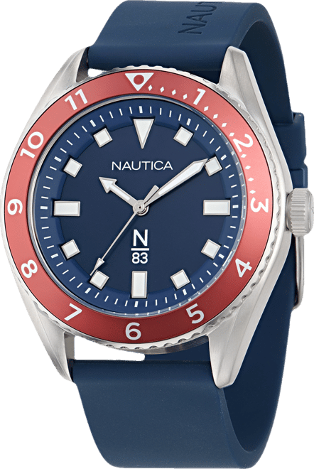 Men's Analog Blue Silicone Watch, 44mm