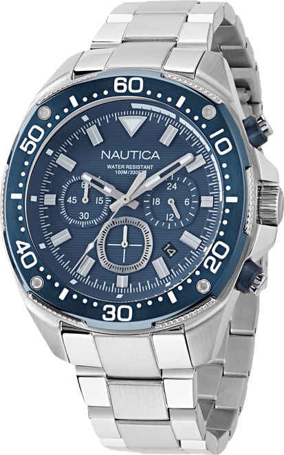 Men's Chronograph Silver-Tone Stainless Steel Watch, 46mm