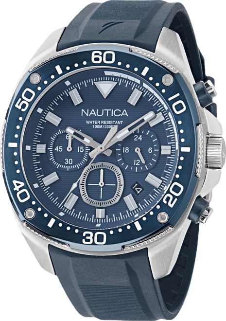 Men's Chronograph Blue Silicone Watch, 46mm