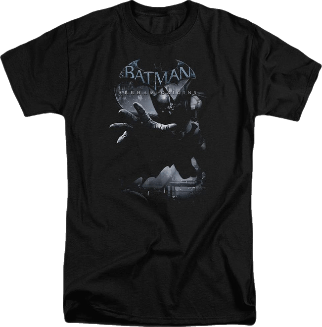 Arkham Origins Mens Out Of The Shadows Short Sleeve Adult Tall Tee / T-Shirt