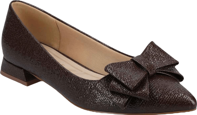 Women's Ophelia Bow Low Block Heel Dress Flats