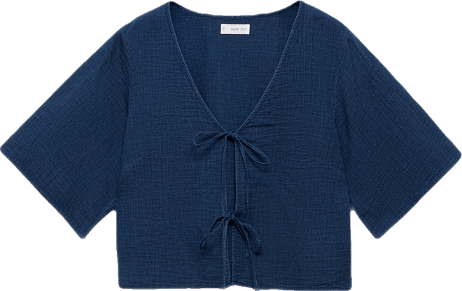 Women's Bows Detail Flowy Denim Top