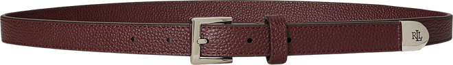 Pebbled Leather Skinny Belt