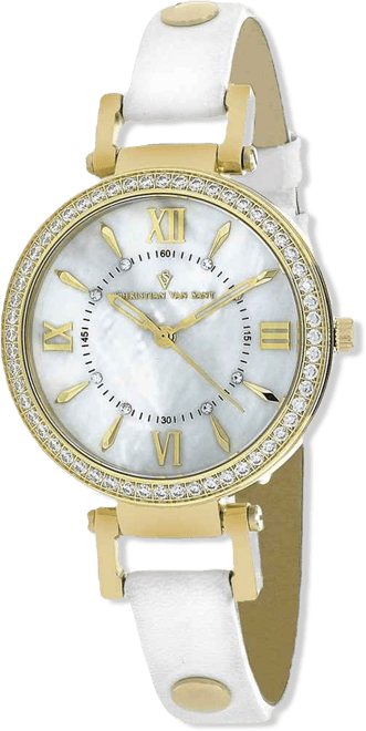 Women's Petite White Mop Dial Watch
