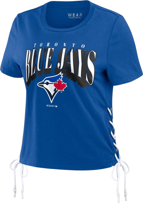 Women's Royal Toronto Blue Jays Side Lace-Up Cropped T-Shirt