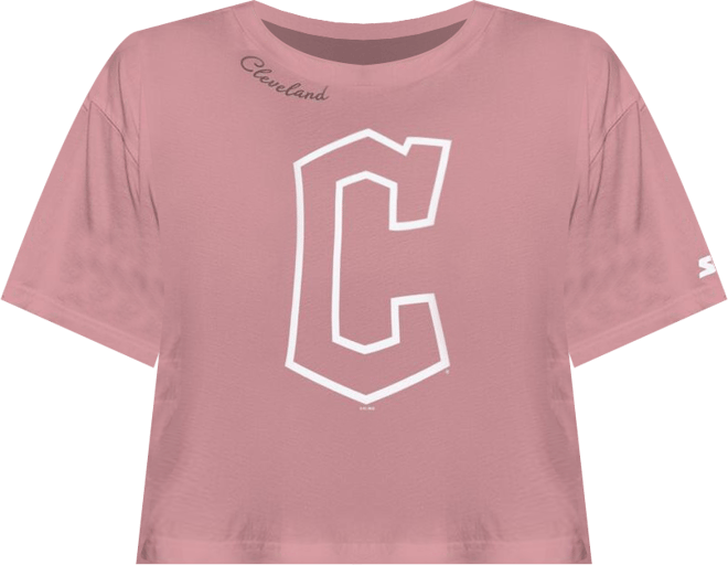 Women's Pink Cleveland Guardians Play the Ball Boxy Cropped T-Shirt