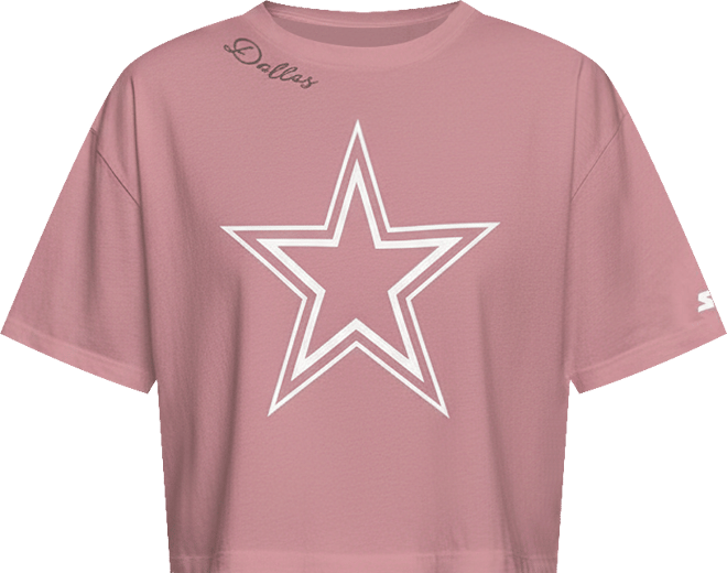 Women's Pink Dallas Cowboys Play the Ball Boxy Cropped T-Shirt