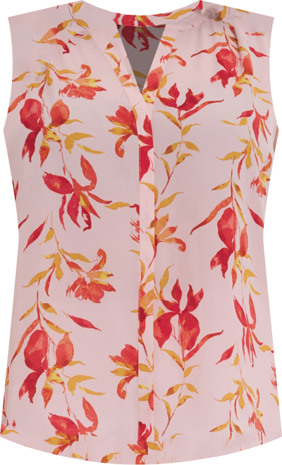 Plus Size Sleeveless Pintuck Split Neck Top