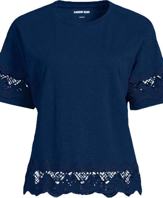 Women's Short Sleeve Slub Jersey Cutwork T-Shirt