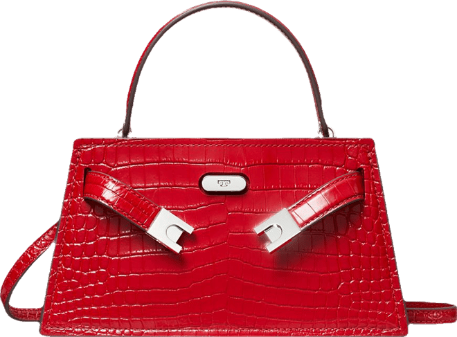 Tory Burch Lee Radziwill Croc Mini Top Handle Bag