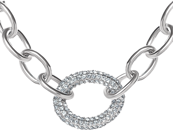 Oval Pave Link Statement Necklace