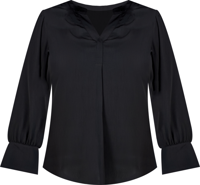 Plus Size Long-Sleeve V-Neck Blouse