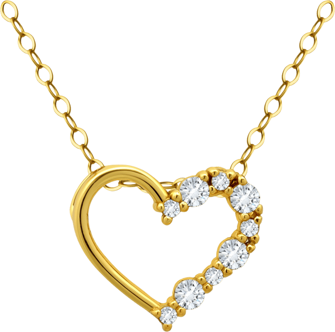 Cubic Zirconia Half Heart Pendant Necklace in Sterling Silver, 16" + 2" extender, Macy's Exclusive