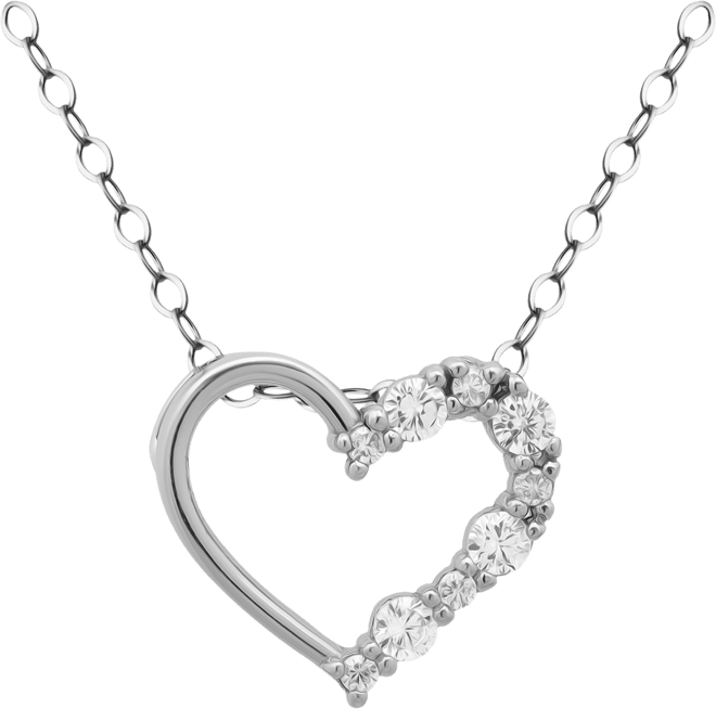 Cubic Zirconia Half Heart Pendant Necklace in Sterling Silver, 16" + 2" extender, Macy's Exclusive