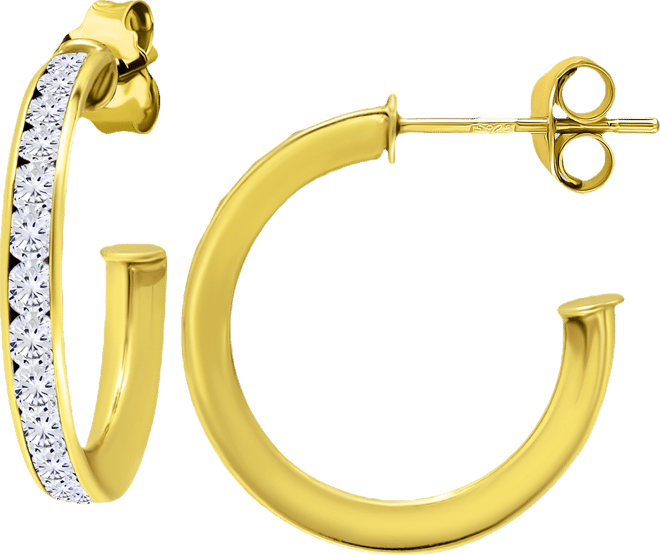 Cubic Zirconia Channel Set Small Hoop Earrings, 0.75", Macy's Exclusive