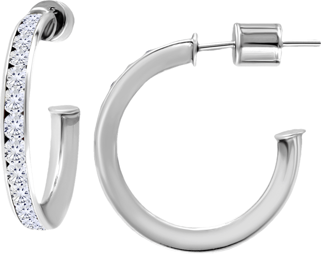 Cubic Zirconia Channel Set Small Hoop Earrings, 0.75", Macy's Exclusive