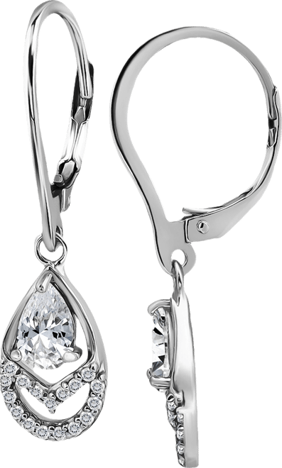 Cubic Zirconia Pear & Round Leverback Drop Earrings, Macy's Exclusive