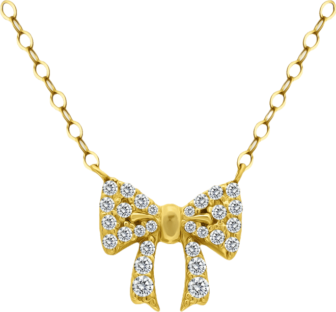 Cubic Zirconia Bow Pendant Necklace, 16" + 2" Extender, Macy's Exclusive