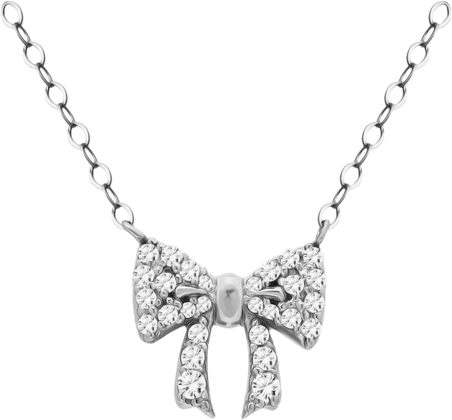 Cubic Zirconia Bow Pendant Necklace, 16" + 2" Extender, Macy's Exclusive