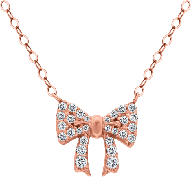 Cubic Zirconia Bow Pendant Necklace, 16" + 2" Extender, Macy's Exclusive