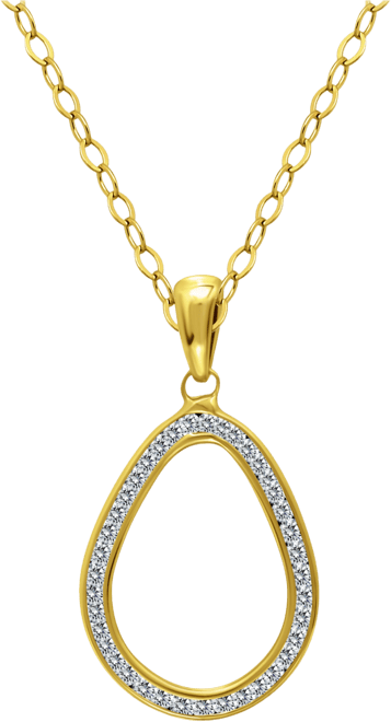 Cubic Zirconia Open Teardrop Pendant Necklace, 16" + 2" extender, Macy's Exclusive