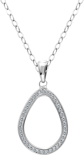 Cubic Zirconia Open Teardrop Pendant Necklace, 16" + 2" extender, Macy's Exclusive
