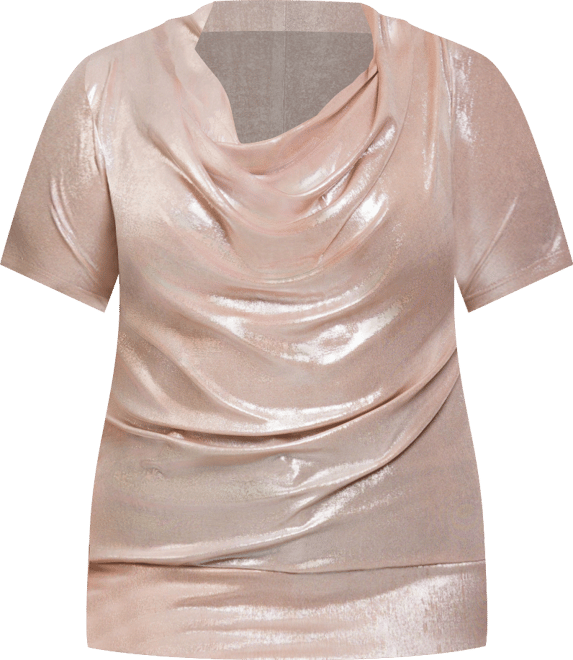 Plus Size Cowl Neck Short Sleeve Top