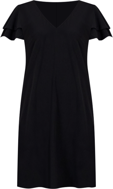 Petite V-Neck Short-Flutter-Sleeve Sheath Dress