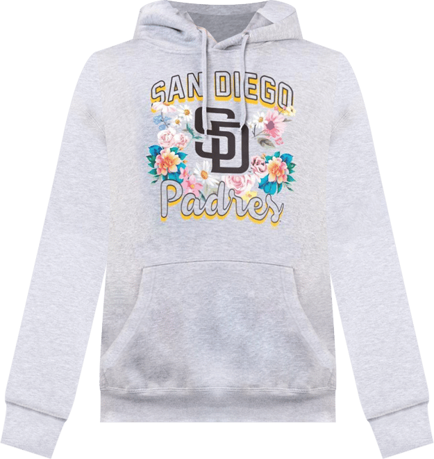 Women's Heather Gray San Diego Padres Flowers Graphic Pullover Hoodie